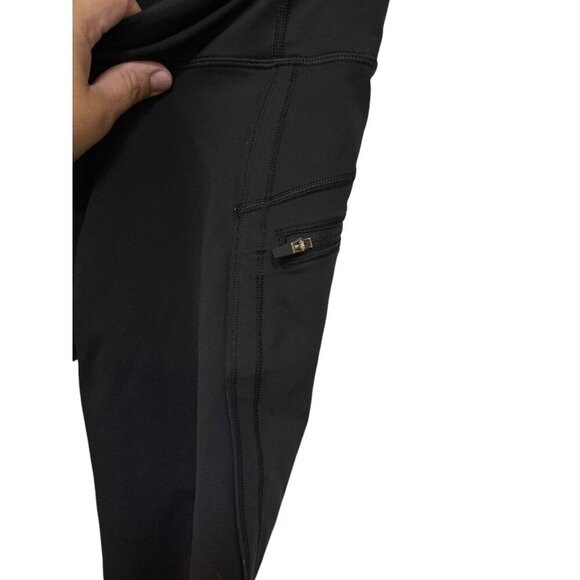 LULULEMON ATHLETICA BLACK SIDE ZIPPER POCKET CROP LEGGINGS SIZE 4 CAPRI - Picture 2 of 6